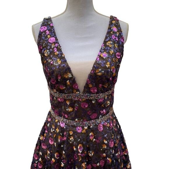 Bronx And Banco Barbara Flared Dress Purple Sequin Women's Size 6 - Picture 5 of 8